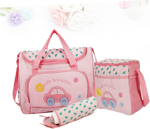 Set Totority Large Capacity Multi-function Diaper Bag for Moms Stylish Pink Tote with Changing Pad Bag and Bottle