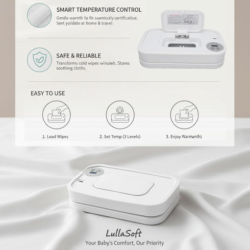 Ymiko Baby Wipe Warmer, Foldable Portable Wipes Dispenser with Smart Temperature Control and Fast Heating for Home Car