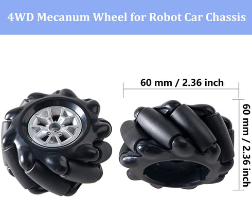 4WD Metal Smart Car Chassis - MC100 Remote Control Robot Platform Kit with 60mm Mecanum Wheel for Arduino/Raspberry Pi