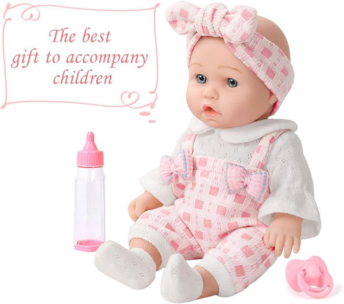 12" Playset Girls,12 Inch Set 3+ Girl Baby Doll With Accessories And Clothes In Gift Box For Little Small Realistic