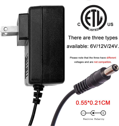 6/12/24 Volt Battery Charger for Kids Ride On Toys, Compatible with Best Choice and Kidzone Bumper (6V1A-R)