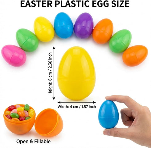 SAILYLENCEY 30 2.36 inch 6 Pieces Premium Plastic Easter Eggs for Easter Basket Stuffers - Fillable & Reusable Easter