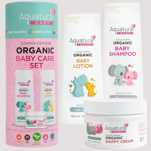 Organic Baby Essentials Bath Care Set - Certified Organic Baby Shampoo, Lotion