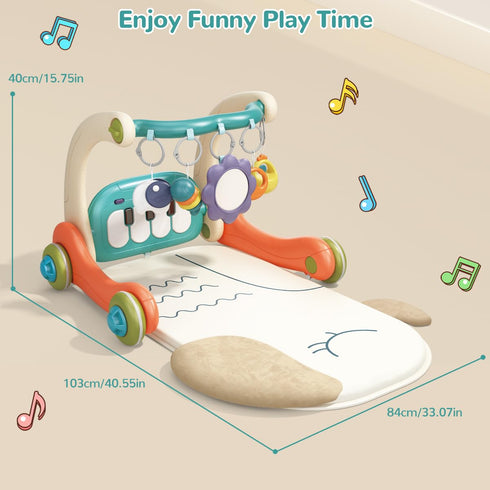 3 1 Tummy 5 0-14 in Baby Play Mat Gym, Kick and Play Piano Gym with Music Light, Activity Time Play mat with Learning