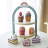 MIKNEKE Set Set Sets Wooden Dessert Cake Play Food Toys, Pretend Play Kids Tea Party for Little Girls Toddlers