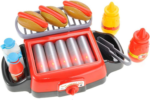Set Hot Dog Roller Grill Play - Electric Stove Toy with Light & Sound | Pretend Play Kitchen Appliance for Kids | Fun