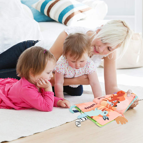 Vicloon 0-6 Tummy Soft Cloth Books Months, High Contrast Sensory Baby Toys - Time, Bath, Crinkle, Squeaky, Washable