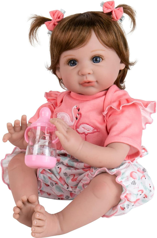 Aori 22 in Reborn Baby Girl Doll, Realistic Newborn Weighted Toddler with Flamingo Toy Gifts Set for Kids