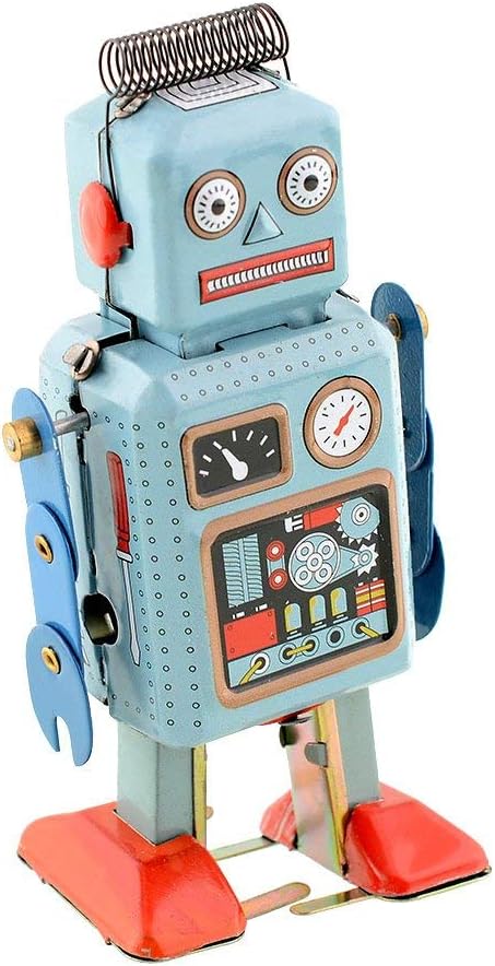 Wind Up Vintage Robot Retro Classic Clockwork Spring for Collection, Xmas, Gift,