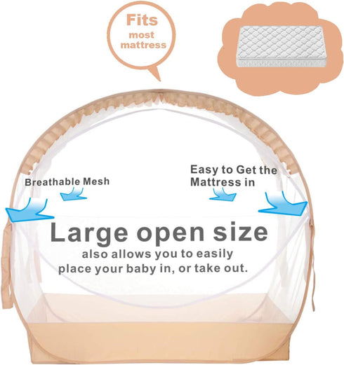 JOINSI Baby Crib Pop up Tent Infant Safety Mesh Cover Net - Canopy Cover to Keep Baby from Climbing Out