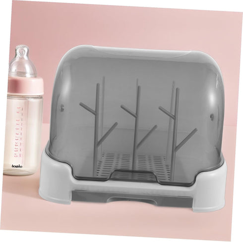 Countertop Yardwe Bottle Drying Rack with Dustproof Cover Space-Saving Organizer for Bottles Pacifiers Utensils
