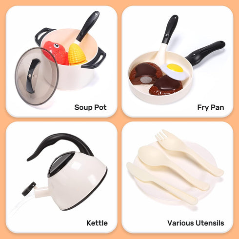 CUTE STONE Play Kitchen Accessories Toy - Play Food Sets for Kids Kitchen, Toddler Kitchen Playset