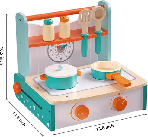 PlaySet Dailyfunn Wooden Foldable &Portable Toy Stove Pretrend Kitchen with Cooking Accessories