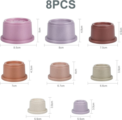 Baby Stacking Toy Cups, Toddler Stackable Bath Toy for 1-3, Nesting Cups for 6-12 Months, Montessori Gift for 2-4 Years