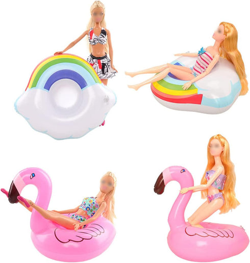 BARWA 12 Items Swimsuits Bathing Clothes for 11.5 inch Doll, 5 Pcs with 2 Pool Floaties and Shoes