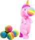 Hog Wild Pink Unicorn Ball Popper Toy, Includes 4 Soft Foam Balls, Safe for Indoor/Outdoor Play
