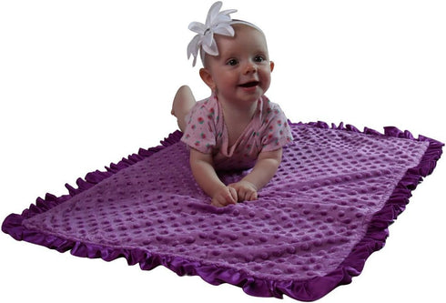 Baby Girls Reversible Stroller Blanket (Birds/Violet) Minky Velboa (Choose Color)