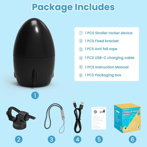 TUWEIPAIKE 5 Settings 40-Minute Portable Stroller Rocker, Baby Vibrating Soother with Speed and Timer - Fits Pushchairs