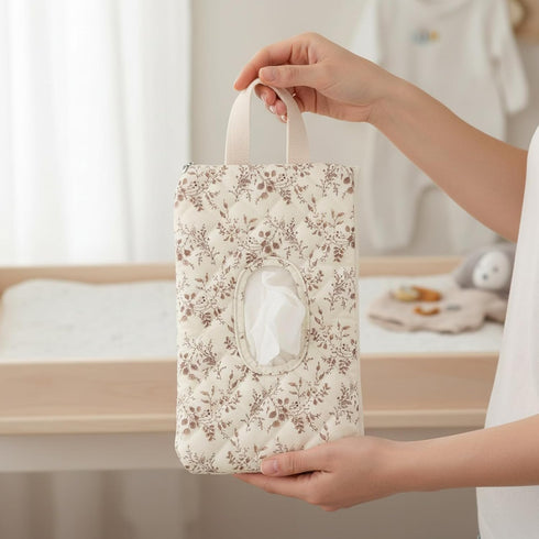 Mommy HIBEAR Quilted Diaper Wipe Pouch Portable Bag Refillable Floral Baby Wipe Holder for Travel Stroller Daily Casual