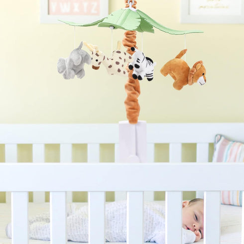 12 CLYMENE Safari Animals Baby Musical Crib Mobile - Jungle Animals Mobile for Crib with Lullabies for Baby Boys