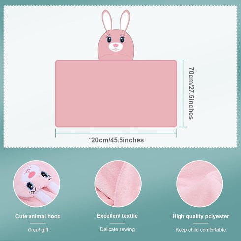 Swimming 27.5" 47" 0-7T MICHLEY Cartoon Hooded Baby Towel Unisex, Premium Soft Bathrobe Large Washcloths x for (Rabbit)