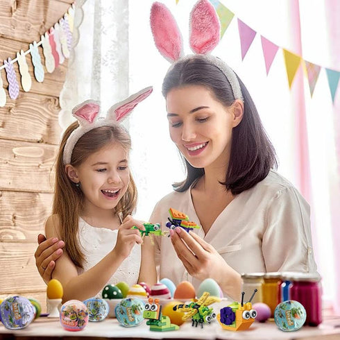 12 PCS Pre Filled Easter Eggs Insect Building Blocks 12 in 1 Mini Building Blocks Toys for Kids Party Favors, Basket Stuffers, Basket Filler, Gifts, Egg Prizes