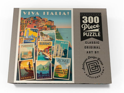 300 MyPuzzle Italy: Viva Italia! Collage, Vintage Poster - Premium Piece Jigsaw Puzzle for Adults