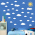 Sun and 30PCS White Clouds Removable Vinyl Wall Decals - Peel and Stick Wallpaper Stickers for Nursery Bedroom