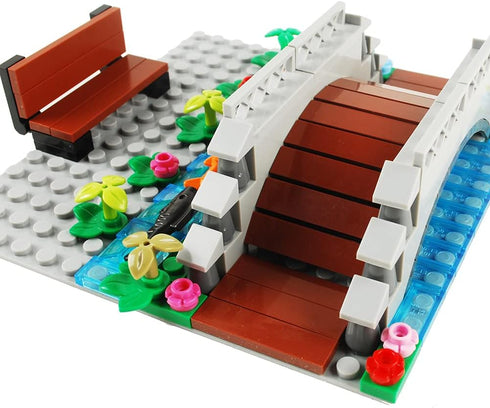 BAENRCY Arch Bridge Pond Building Blocks Fountain Accessories Street Set DIY Building Bricks Kit (Big)