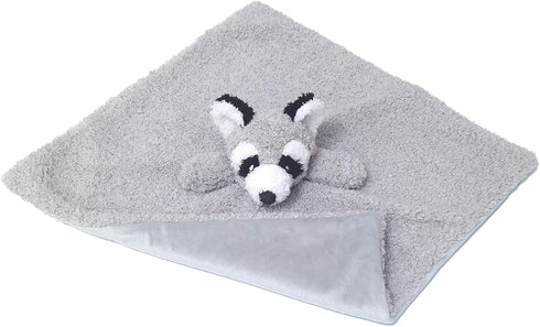 Baby Gray Raccoon Soft Stuffed Animal Security Blanket, Plush Lovey Blanket, Baby Shower Gift, 14"