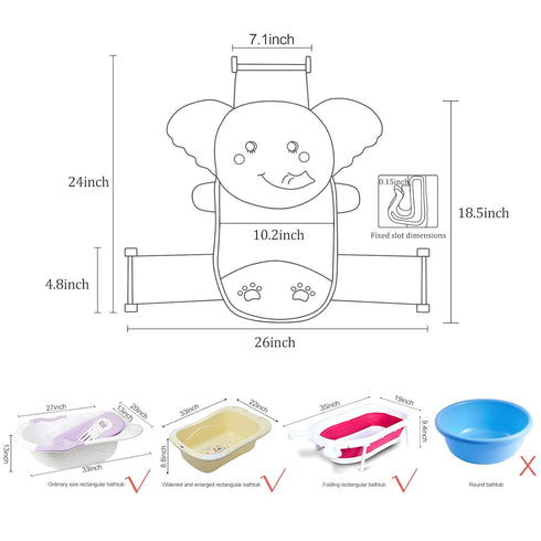 AIR&TREE Baby Bath Seat Support Net, Quick Drying, Adjustable, Comfortable, Non-Slip, Infant Bathtub Sling Shower Mesh