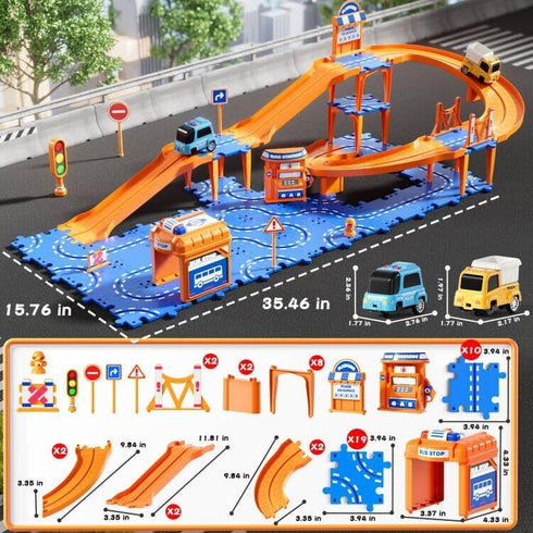 NIPLOOOW Set 3-5, Set, 3 4 5 6 3 4 5 6 7 8 Puzzle Race Car Track for Kids Floor Puzzle Track Car Toddler Toys for Years