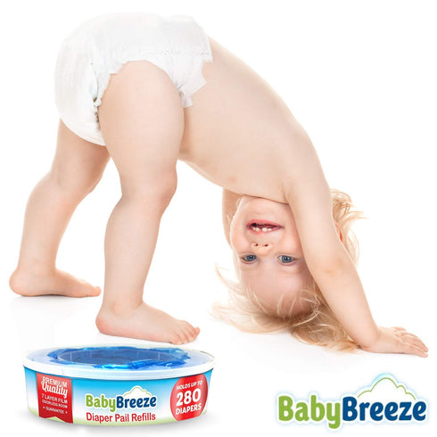1120 Count (4-Pack) BabyBreeze Diaper Pail Refill Bags Compatible with Playtex Diaper Genie Pails Odor Absorbing Diaper