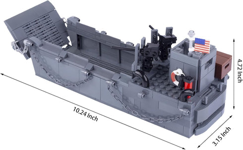 Military Landing Craft Vehicle Personnel - Higgins Boat Car Model, WW2 Building Block Toys for Kids and Adults