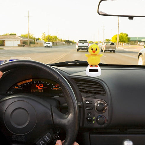 Solar Dancing Chick, Solar-Powered Car Charm, Cartoon Bobble Head Chick Ornaments, Solar Dancing Figurines for Car