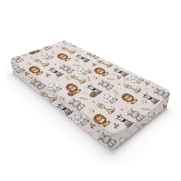 African Jungle Safari Animals Changing Pad Covers, Lion Elephant Giraffe Zebra Design for Baby Boys and Girls 32''x16''