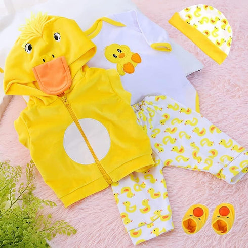 Reborn Baby Dolls Clothes Yellow Duck 5pcs Set for 17-22 Inch Newborn Baby Doll Girl&Boy Baby Doll Clothing Sets Outfit Accessories