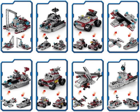 Building Block Warship - 25 in 1 Battleship Kits for Kids, Educational Toys for Boys Age 6-12 Years Old, 554PCS