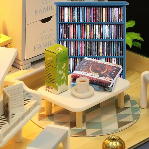 180pcs DIYDEC Mini Bookshelf with Mini Books Miniature Blue Bookshelf Ornament Tiny Small Library Decor Shake Away Your