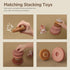 Nueplay 7 Pcs Stacking & Nesting Baby Toys, Squeeze Teething Toys with Pink Horse Figure, Newborn Essentials