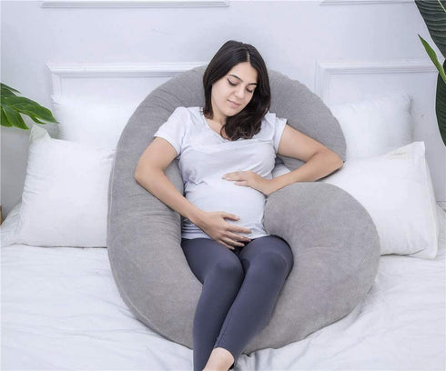 1 MIDDLE ONE Pregnancy Pillow, C Shaped Full Body Pillow for Maternity Support and Pregnant Women Sleeping with Velvet