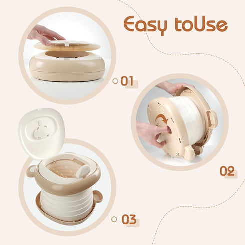 Portable potty seat for toddler travel, Portable toilet for kids with Potty Liners, Travel Bag, Foldable Car Potty