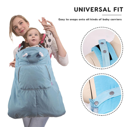 SONARIN Windproof Baby Carrier Cover,Warm Hooded Winter Cover for Baby Carrier with Coral Fleece Liner,Universal Sling