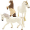Gemini&Genius 3Pcs Horses Toy, Farm Animal Playset, Mare and Stallion with Baby Action Figures for Kids