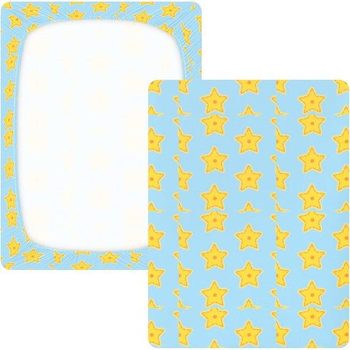 miaozhen 1 Pack 52x28 Cotton Baby Crib Sheets Ultra Soft Yellow Christmas Stars Crib Mattress Sheet for Nursery de cuna