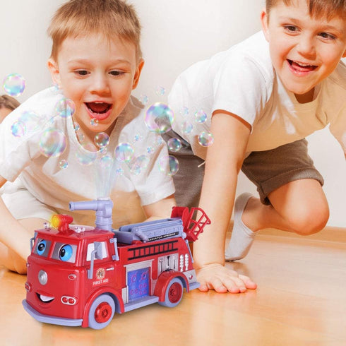 3-5+ ArtCreativity Fire Truck Toy Bubble Machine for Kids, Bubble Blower Toy Truck for Toddlers with Lights, Siren