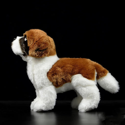 ZHONGXIN MADE 12" Simulation Saint Bernard Dog Plush Toy - Realistic Standing Soft Saint Bernard Pet Dog Stuffed Animal