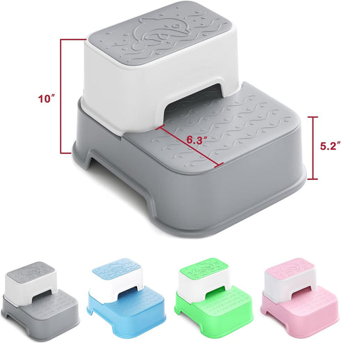 2 (2 Packs),Toddler Step Stool for Kids Stool for Bathroom Sink,Potty Training,Toilet Stool, Slip Resistant(Grey)