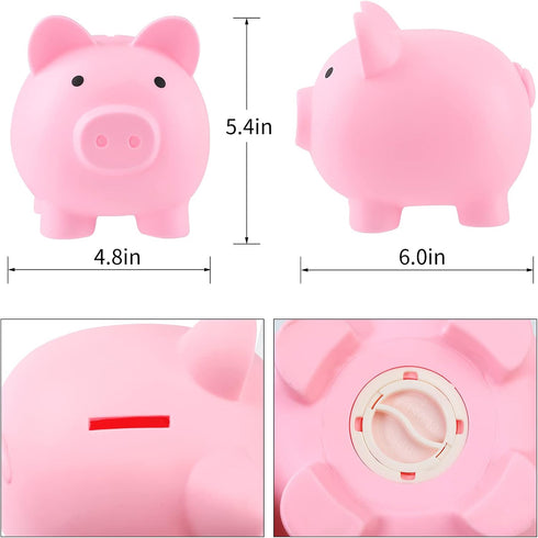Large Cute Plastic Piggy Banks, Unbreakable Coin Bank for Girls and Boys, Fun Gifts for Birthday, Festival, Baby Shower