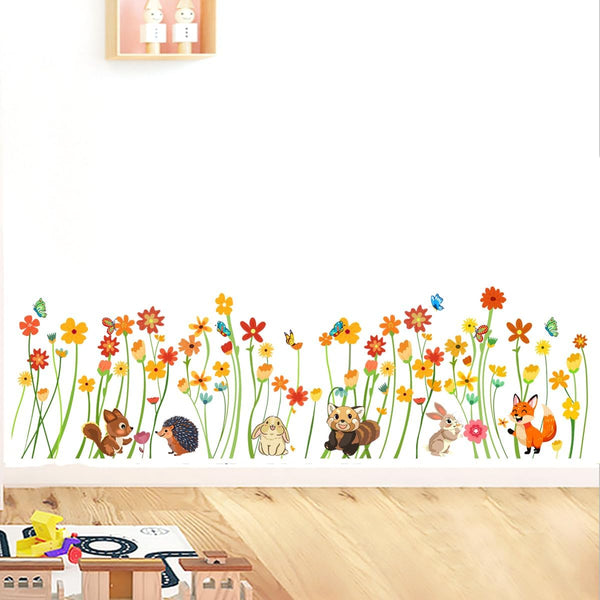 LOMILY Colorful Flowers Girls Wall Stickers Large,Flowers Wall Decals Girl Room,Cute Wall